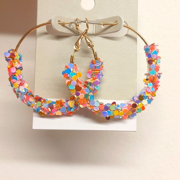 NWOT BP Sequin Hoop Earrings - Picture 3 of 4